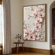 3D-Textured Art | Blush Blossom Relief