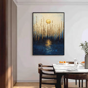 Contemporary Luxe Art | Gilded Moonlit Reed Reflection