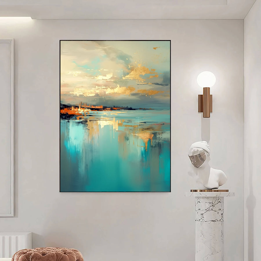 Abstract Art | Golden Coastal Reflections