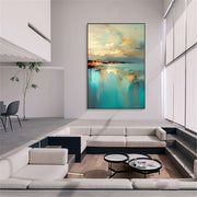 Abstract Art | Golden Coastal Reflections