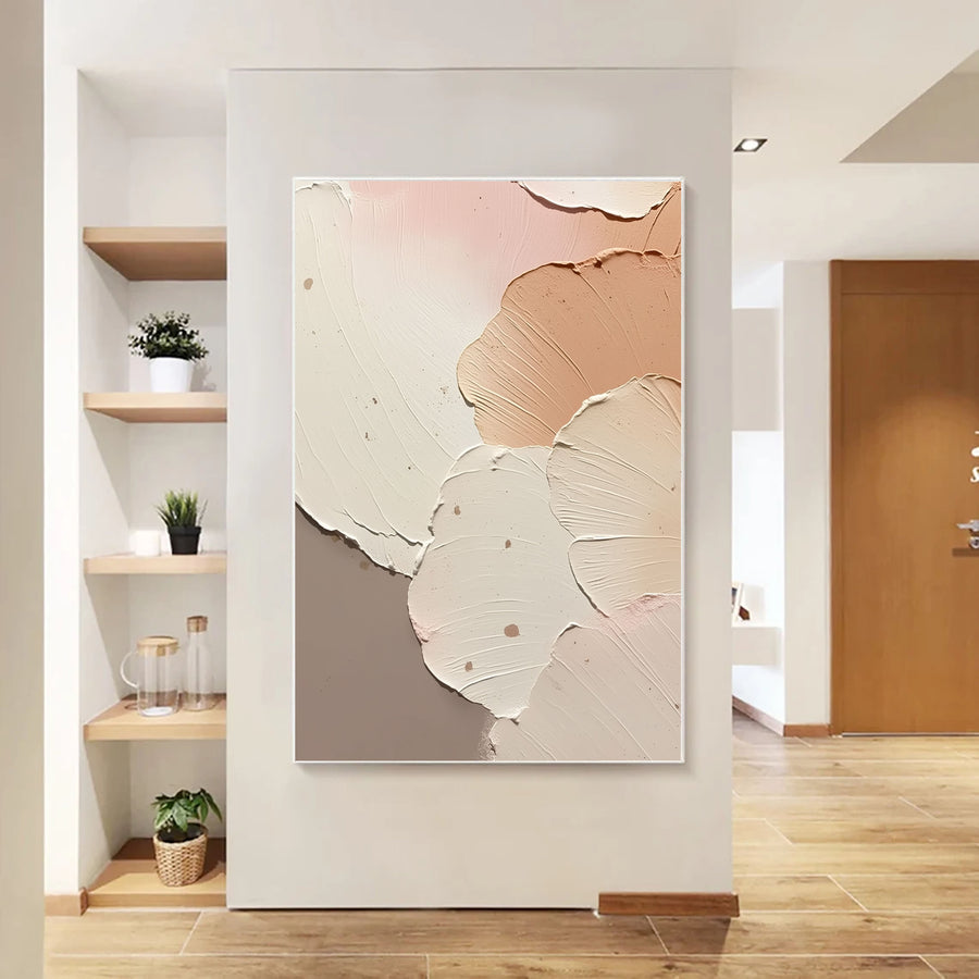 3D-Textured Art | Blush Neutral Petal Relief