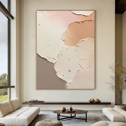 3D-Textured Art | Blush Neutral Petal Relief