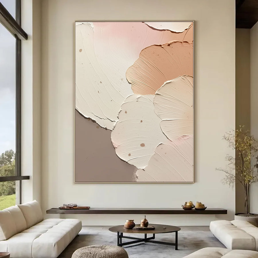 3D-Textured Art | Blush Neutral Petal Relief