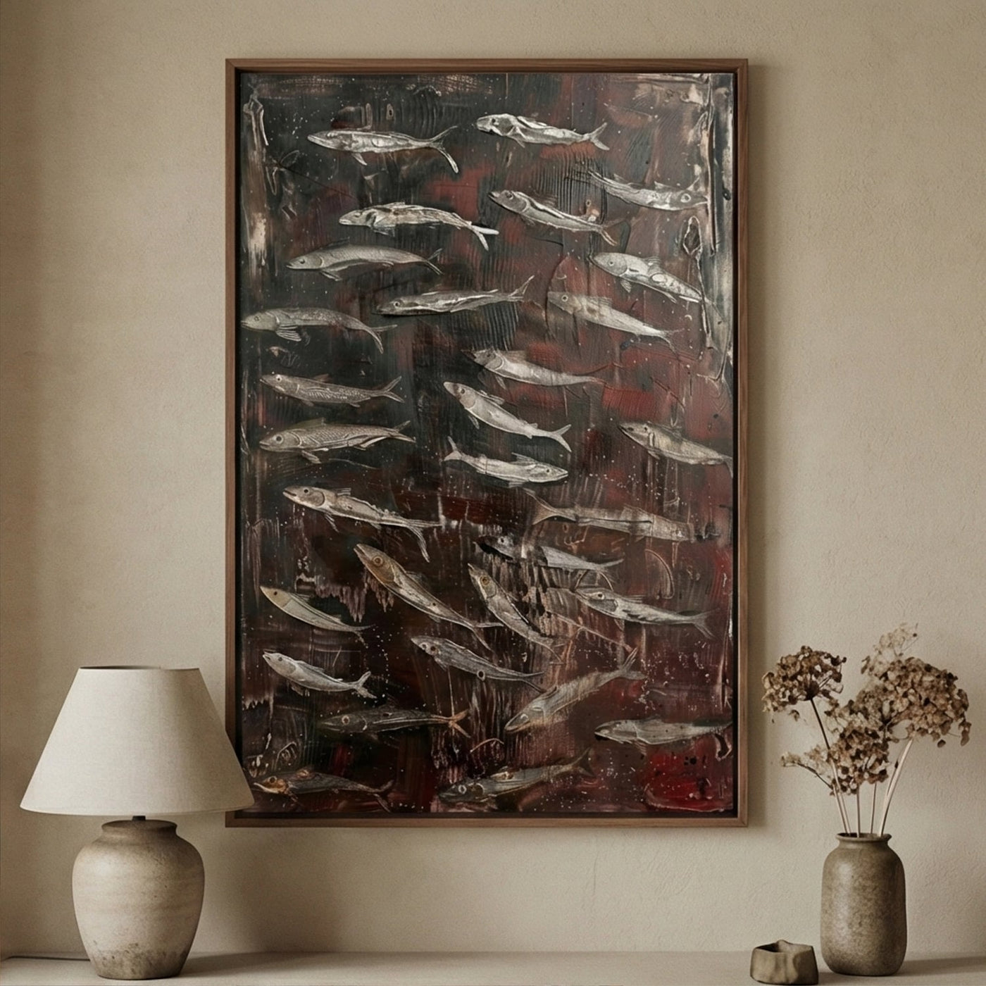 Wabi-Sabi Art | Fish Silver Shoal