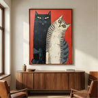 Surreal Art | Red & Cats Duo