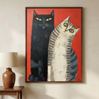 Surreal Art | Red & Cats Duo
