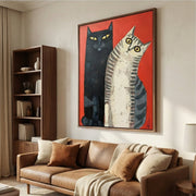Surreal Art | Red & Cats Duo