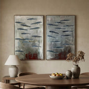 Wabi-Sabi Art | FISH Silver Shoal Flow