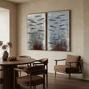 Wabi-Sabi Art | FISH Silver Shoal Flow