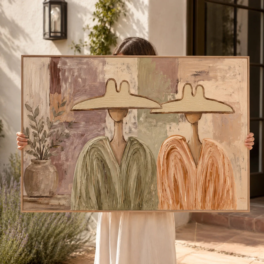 Vintage Americana Art | Neutral Hat Companions