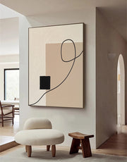 3D-Textured Art | Neutral Geometric Line Relief