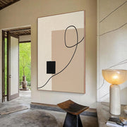 3D-Textured Art | Neutral Geometric Line Relief