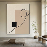 3D-Textured Art | Neutral Geometric Line Relief
