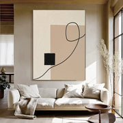 3D-Textured Art | Neutral Geometric Line Relief
