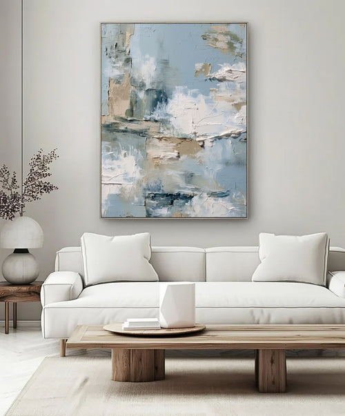 3D-Textured Art | Misty Blue Abstract
