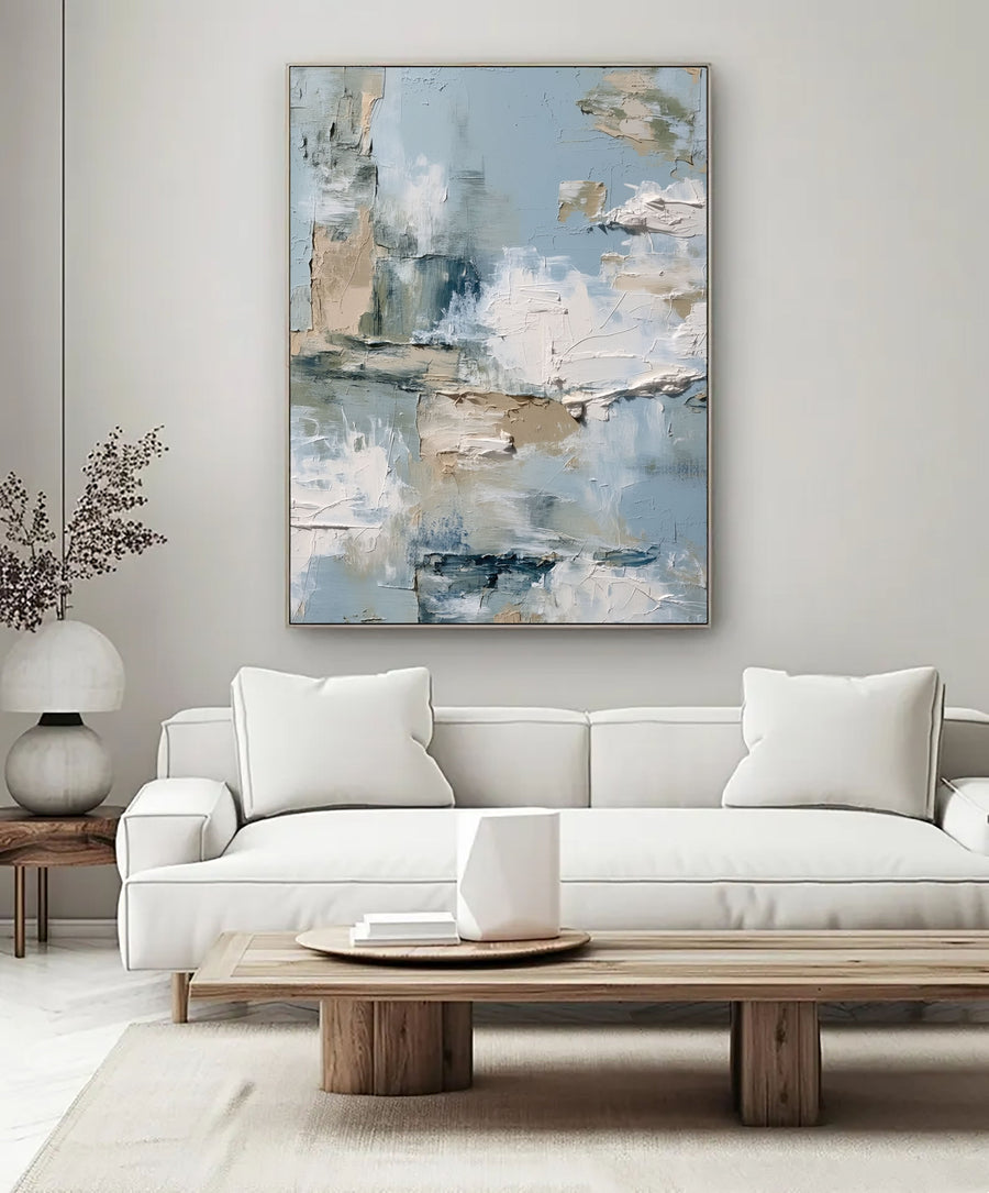 3D-Textured Art | Misty Blue Abstract