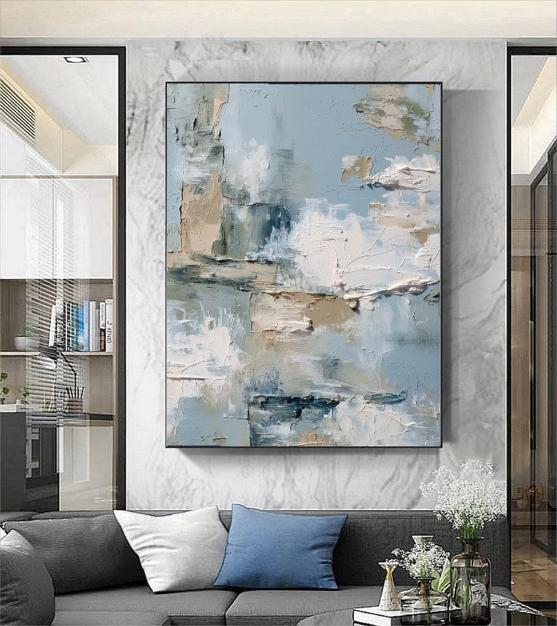 3D-Textured Art | Misty Blue Abstract
