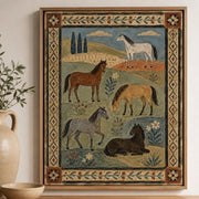 Vintage Americana Art | Five Pasture Horses