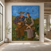 Vintage Americana Art | Prairie Guitar Duet