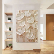 3D-Textured Art | Cream Floral Relief