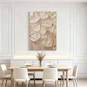3D-Textured Art | Cream Floral Relief