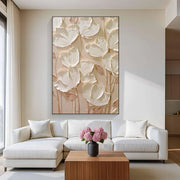 3D-Textured Art | Cream Floral Relief