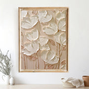 3D-Textured Art | Cream Floral Relief