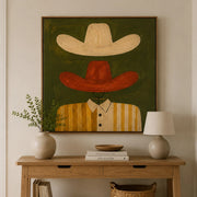 Vintage Americana Art | Dual Cowboy Hats