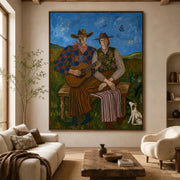 Vintage Americana Art | Prairie Guitar Duet