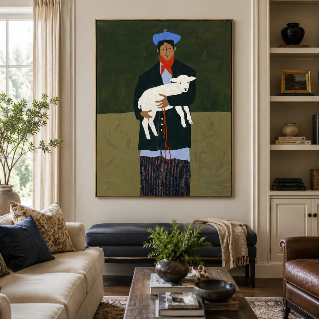 Vintage Americana Art | Holding the Dog