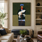 Vintage Americana Art | Holding the Dog