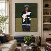 Vintage Americana Art | Holding the Dog