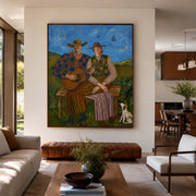 Vintage Americana Art | Prairie Guitar Duet