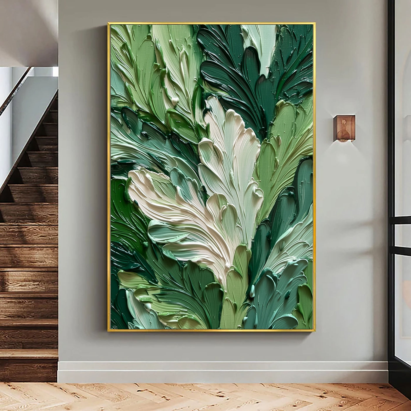 3D-Textured Art | Lush Green Leaf Relief