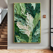 3D-Textured Art | Lush Green Leaf Relief