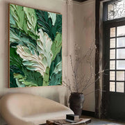 3D-Textured Art | Lush Green Leaf Relief