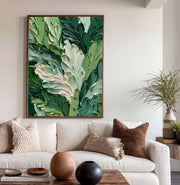 3D-Textured Art | Lush Green Leaf Relief