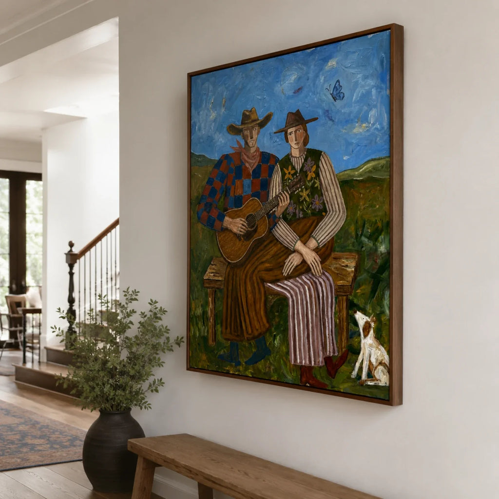 Vintage Americana Art | Prairie Guitar Duet