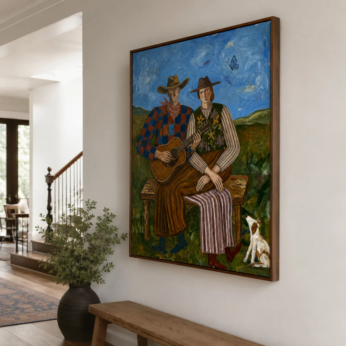 Vintage Americana Art | Prairie Guitar Duet