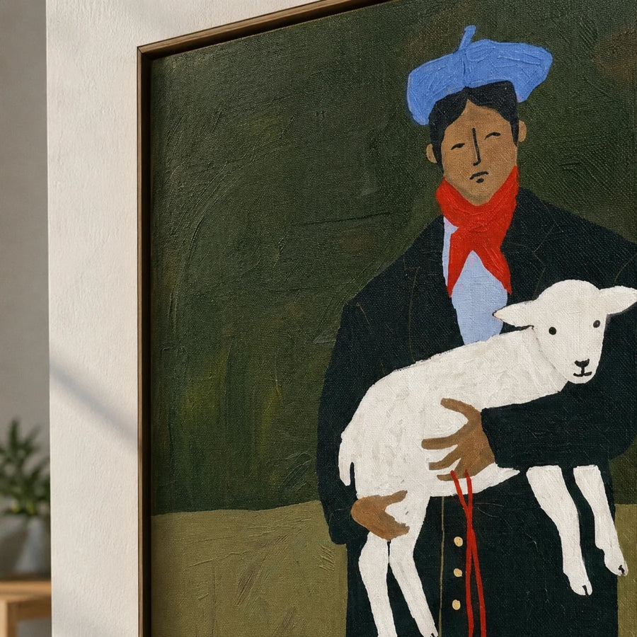 Vintage Americana Art | Holding the Dog