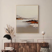 3D-Textured Art | Minimalist Mountain Lake Relief
