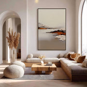 3D-Textured Art | Minimalist Mountain Lake Relief