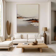 3D-Textured Art | Minimalist Mountain Lake Relief