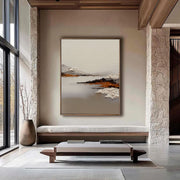 3D-Textured Art | Minimalist Mountain Lake Relief