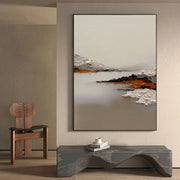 3D-Textured Art | Minimalist Mountain Lake Relief