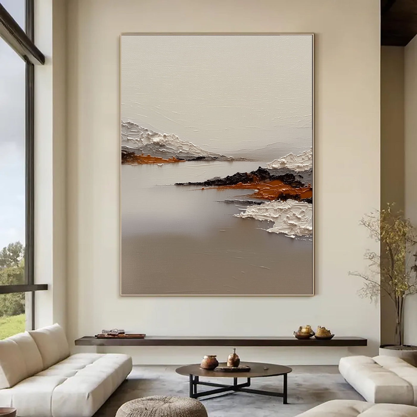 3D-Textured Art | Minimalist Mountain Lake Relief