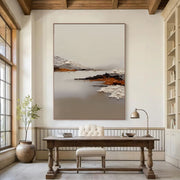 3D-Textured Art | Minimalist Mountain Lake Relief
