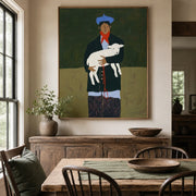 Vintage Americana Art | Holding the Dog