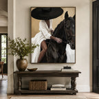 Vintage Americana Art | Hat & Dark Steed