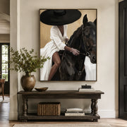 Vintage Americana Art | Hat & Dark Steed